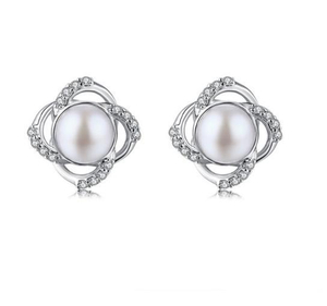 Anting-anting Mutiara Elegan 925 Sterling Silver Plated Fesyen Subang