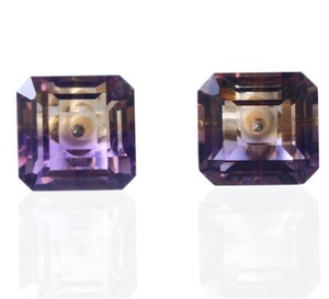 Anting-anting Bersalut Emas Perak 925 Sterling Warna-warni Telus Asscher Ungu