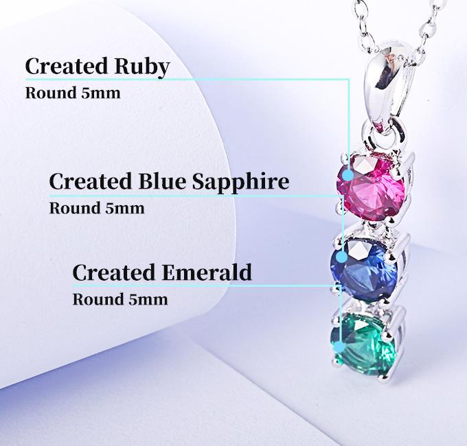 Ruby Sapphire Emerald Warna Perak Sterling Loket Rekaan Batu 925 Loket