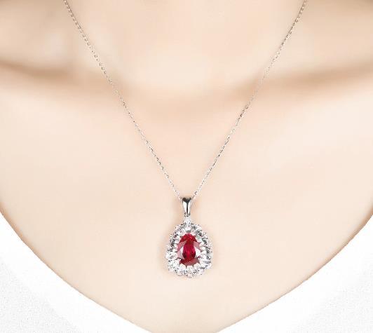 Loket Perak Sterling Merah Ruby Mencipta Loket Hadiah Loket Perak Wanita Ruby Merah