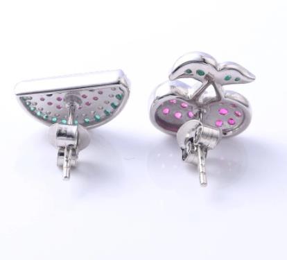 Anting-anting Buah-buahan Cantik 925 Sterling Silver Anting-anting Permata bersalut emas