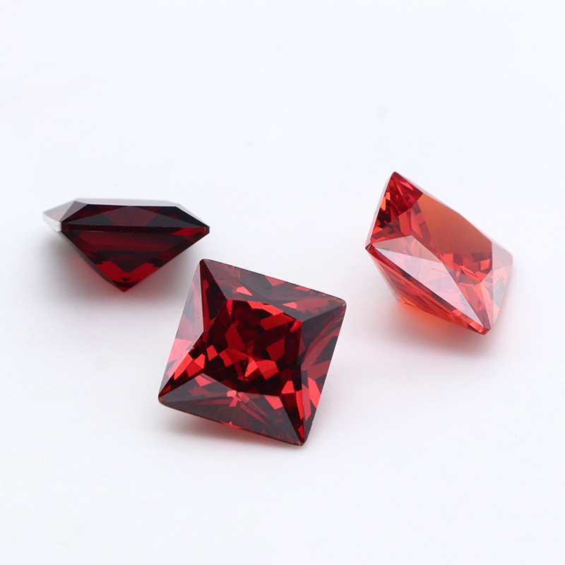 Kilang Borong 3EX Red VVS Princess Cubic Zirconia