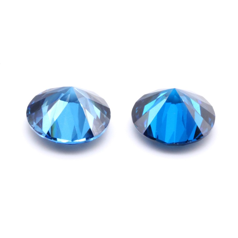 3EX 3A Blue Round Cut Cubic Zirconia