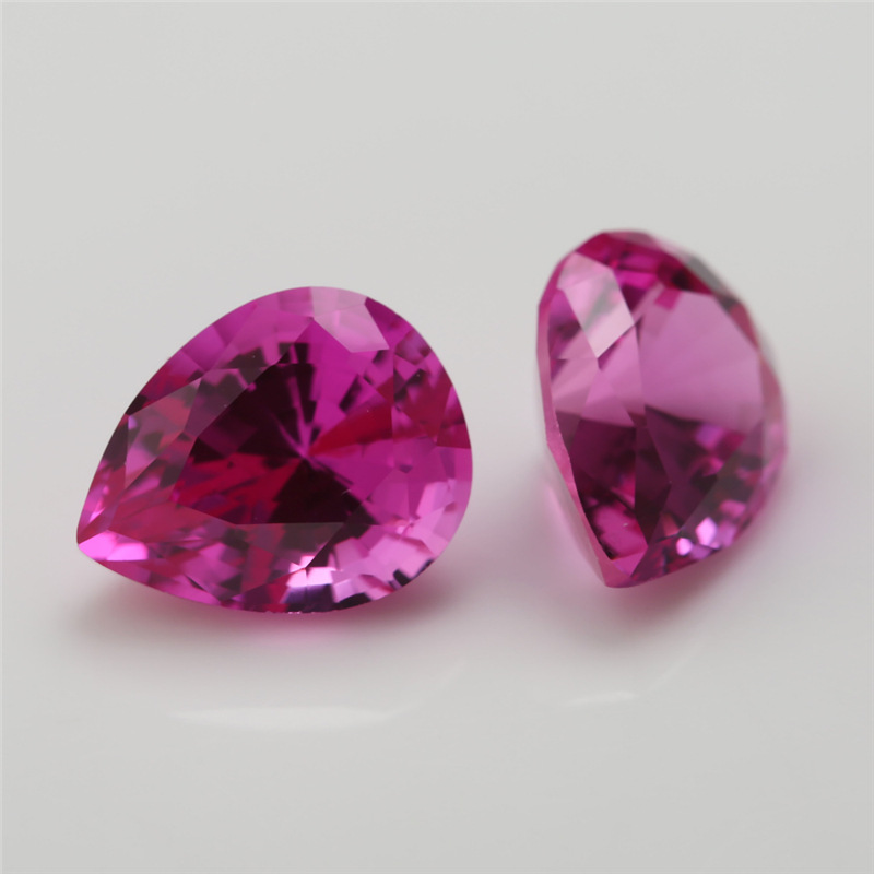 3# Permata Korundum Merah Sintetik Borong Pear Shaped Ruby