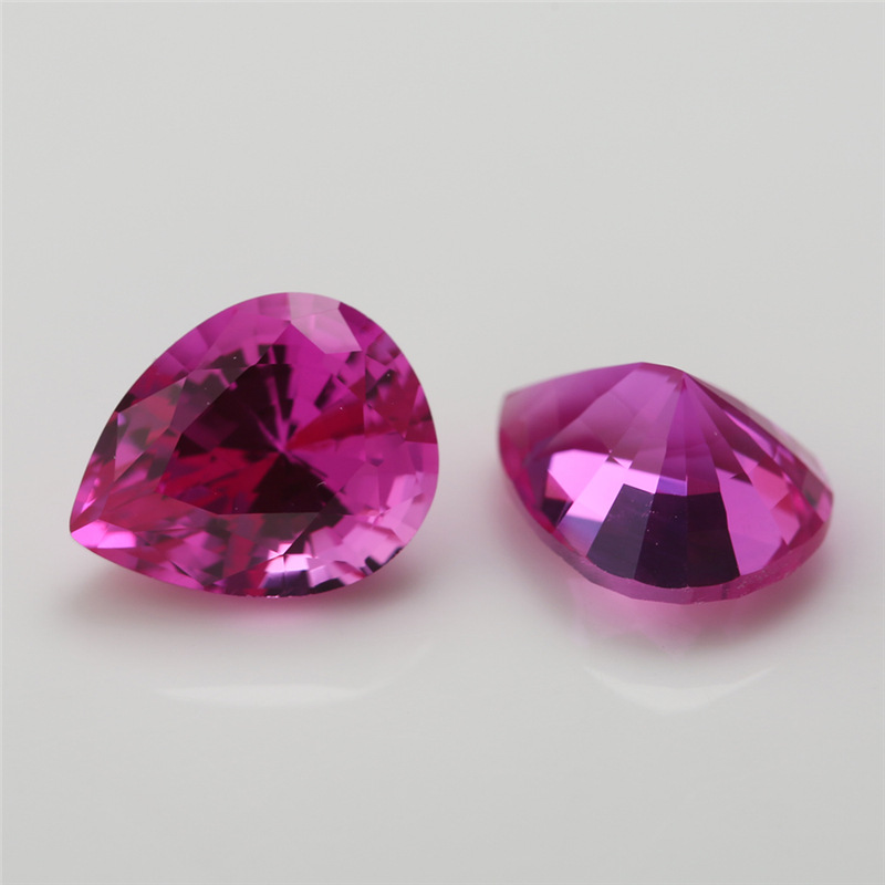 3# Permata Korundum Merah Sintetik Borong Pear Shaped Ruby