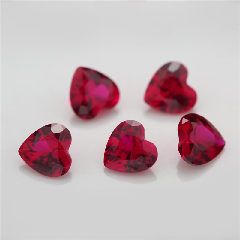 7# Heart Red Corundum Tiruan Ruby Synthetic Corundum Borong