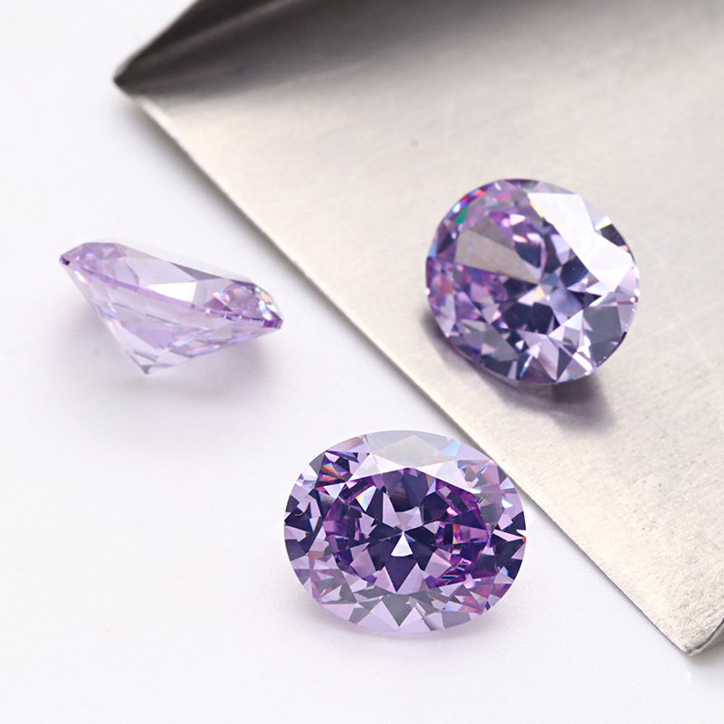 5A 3EX D VVS Lilac Color Oval Cubic Zirconia untuk Barang Kemas