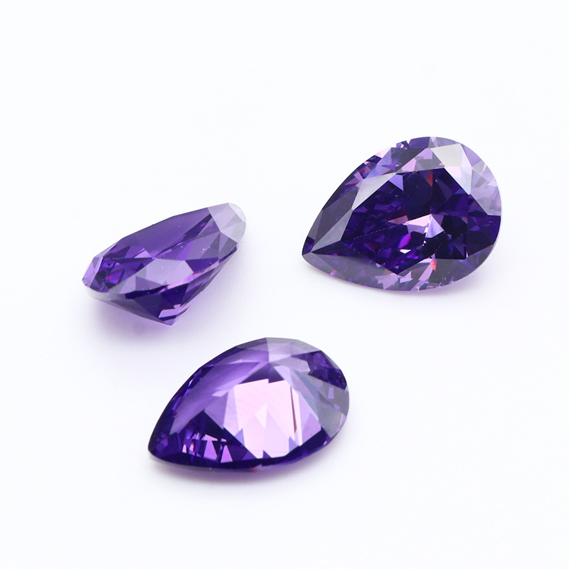 3EX D VVS Dark Purple Pear Cut Cubic Zirconia