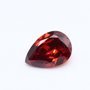 3EX D VVS Cubic Zirconia Potongan Pear Merah Gelap