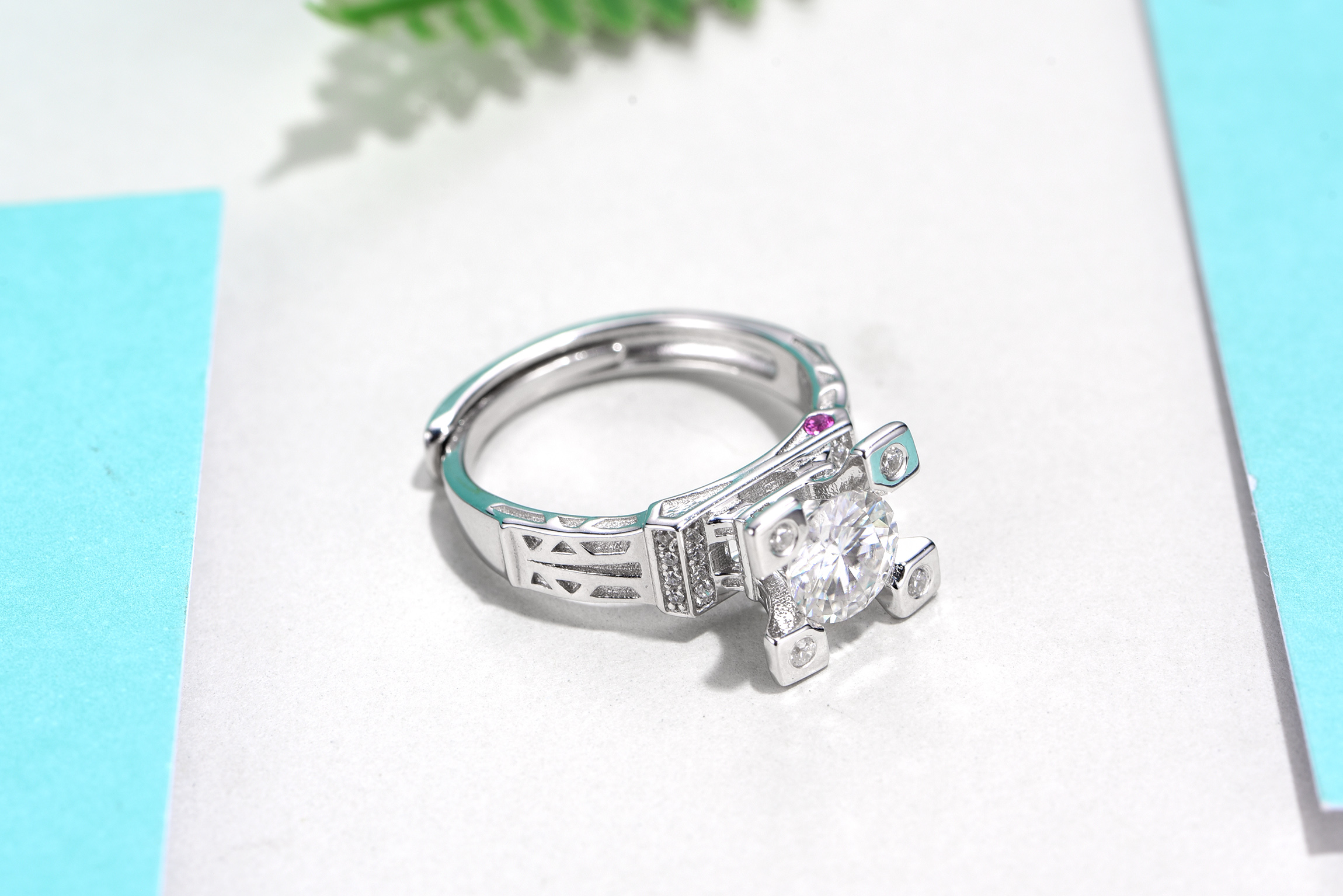 Cincin Moissanite 925 Sterling Silver Kualiti Tinggi VVS yang tersendiri