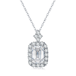 Emerald Cut VVS Morsonite 925 Sterling Silver Platinum Kalung 14K Platinum