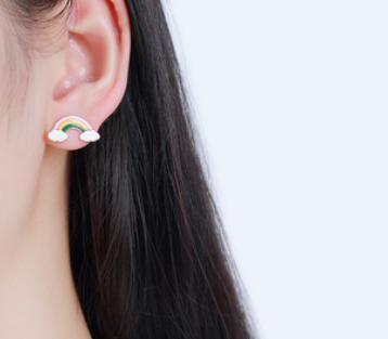 Anting Comel Bersalut Emas Pelangi 925 Sterling Silver Cantik