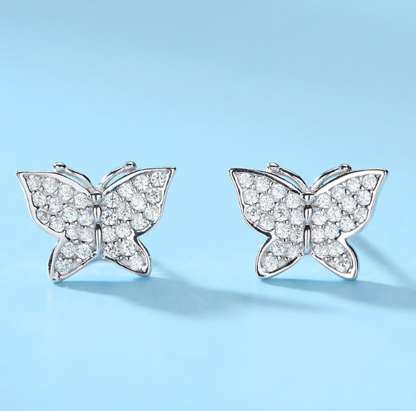 Anting-anting Comel Wanita Moissanite Butterfly 925 Sterling Silver Plated