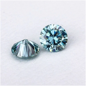 7.0-8.0mm Berkualiti Tinggi DEF Round Brilliant Cut Blue Moissanite untuk Membuat Barang Kemas