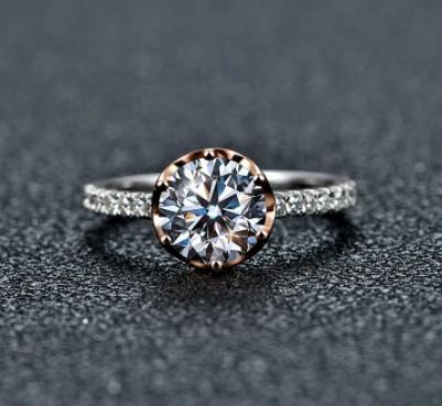 Cincin Pertunangan Moissanite Berlian D Warna Lab Pepejal