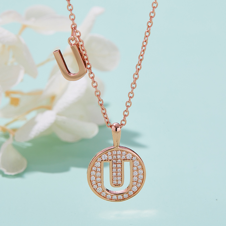 Siri abjad U Lovely Rose Gold Kalung