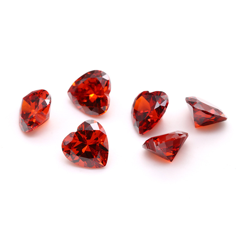 Barang Kemas Zirkon 3A Garnet Heart Cut Berkualiti Tinggi Cubic Zirconia