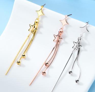 Anting-anting Wanita Cantik Bersalut Perak 925 Sterling Starlight Dua Lapisan