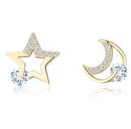 Subang Pop Bersalut Emas 925 Sterling Silver Moon Bintang