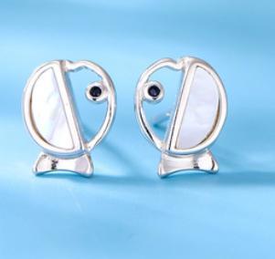 Subang Bersalut Emas 925 Sterling Silver Monster Kecil yang Comel