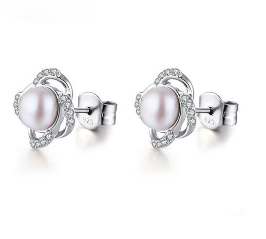 Anting-anting Mutiara Elegan 925 Sterling Silver Plated Fesyen Subang