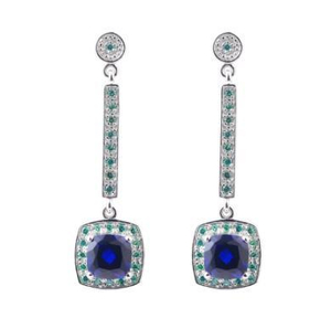 Permata Biru 925 Sterling Silver Plated Fesyen Anting Moissanite