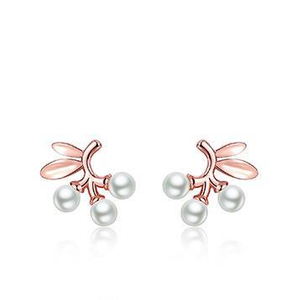 Bunga Dan Buah-buahan Siri 925 Sterling Silver Plated Anting-anting Mutiara Wanita