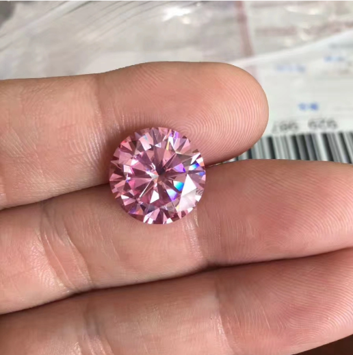 7.0-8.0mm Merah Jambu Berkualiti Tinggi DEF Pusingan Brilliant Cut Moissanite untuk Pembuatan Barang Kemas