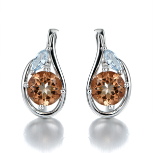 Anting-anting Permata Prototaip Fesyen Champagne Elegan 925 Sterling Silver Anting-anting Bersalut Emas