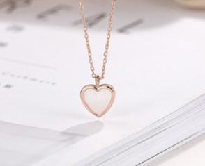 S925 Syiling Perak Mother Shell Love Clavicle Chain Aksesori Kecil Segar