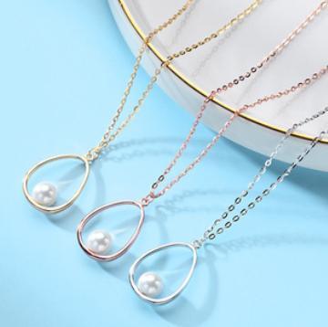 Kalung Mutiara Perak S925 Kalung Perangai Mudah Perak Sterling