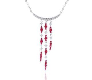 Loket Pertunangan Barang Kemas Perak 925 Sterling Wanita Kalung Ruby