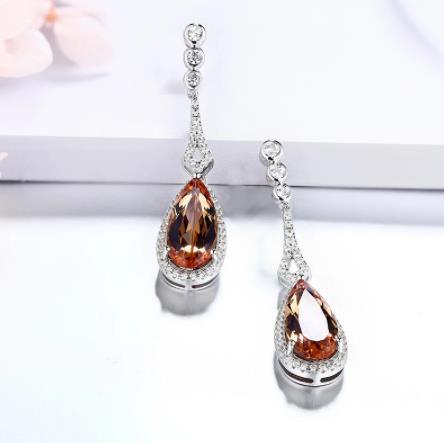 Permata Coklat Elegan Titisan Air 925 Sterling Silver Gold Plating Subang