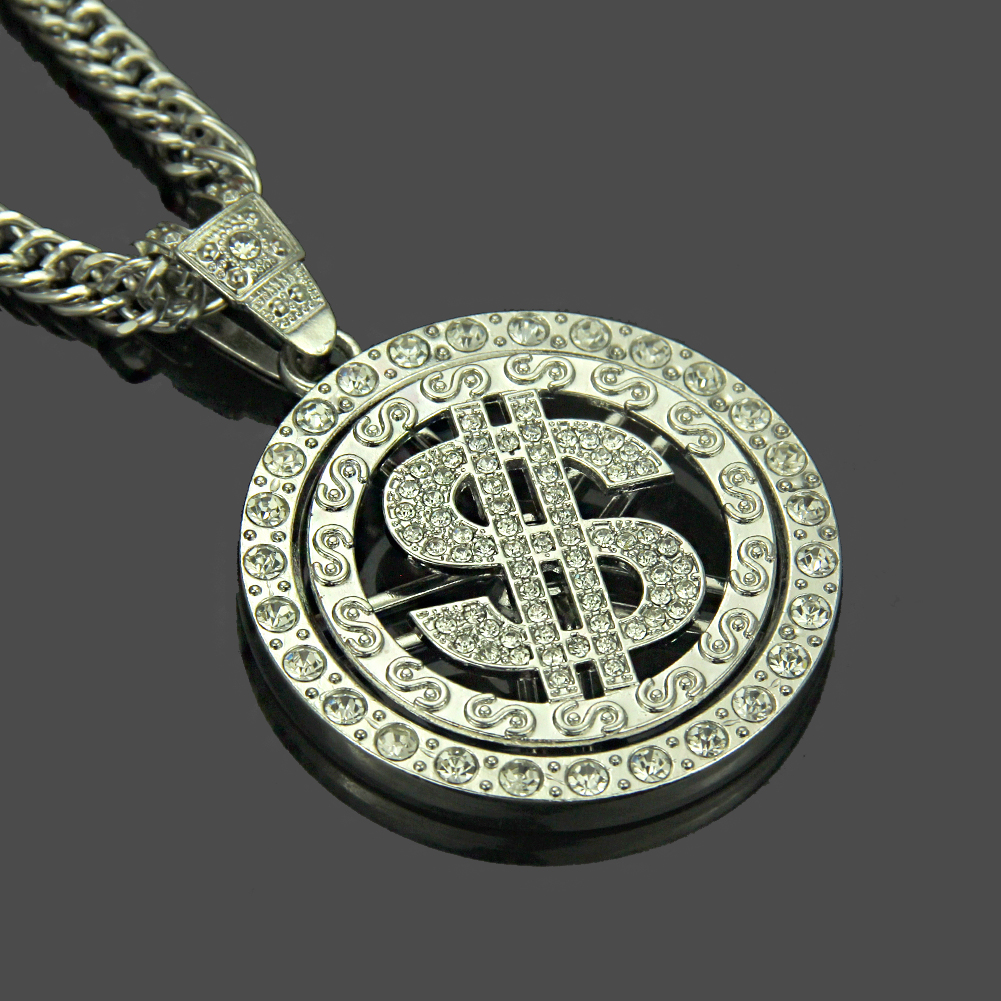 Kalung Loket Dolar Perak Hip Hop