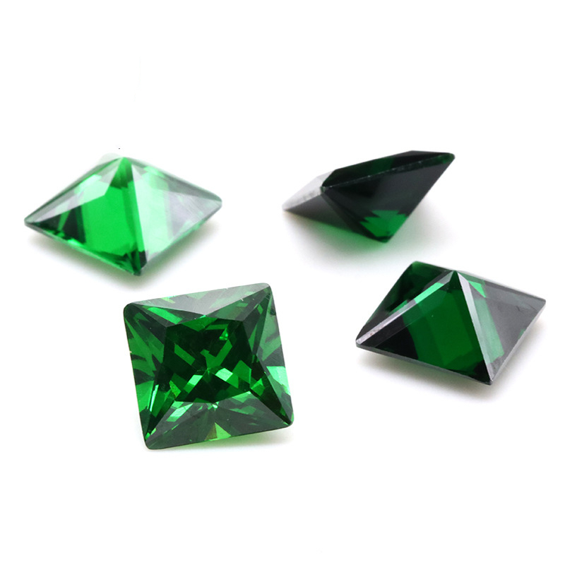 Kilang Borong 3EX Green VVS Princess Cubic Zirconia