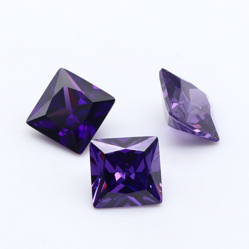 Kilang Borong 3EX Purple VVS Princess Cubic Zirconia