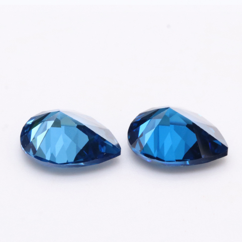 3EX D VVS Dark Blue Pear Cut Cubic Zirconia