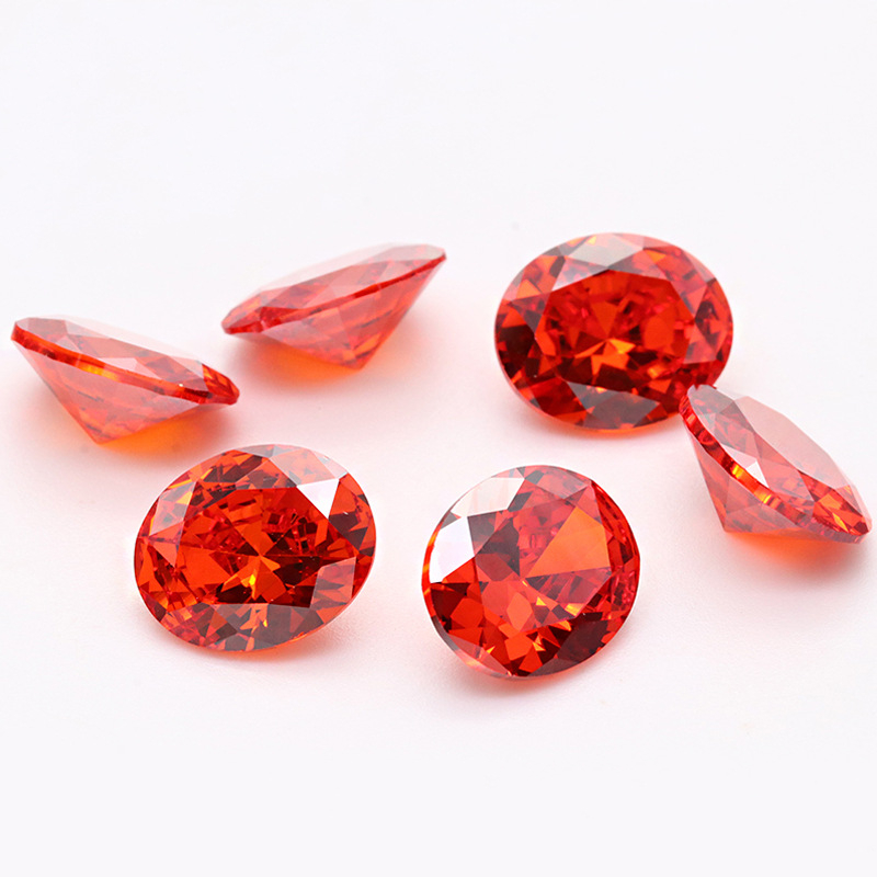 5A 3EX D VVS Bright Red Oval Cubic Zirconia untuk Barang Kemas