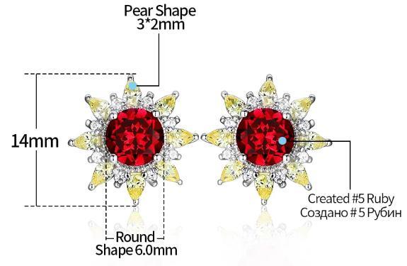 Anting-anting Stud Perak Ruby Sterling untuk Wanita Perhiasan Halus Gaya Romantik Zirkon Kuning Ruby