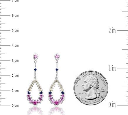 Anting-anting Perak Sterling Pink Sapphire untuk Wanita Rekaan S925 untuk Wanita Elegan