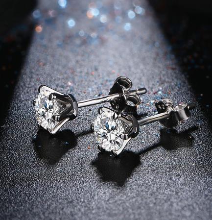 Anting-anting Stud Batu Permata Moissanite Kedatangan Baru untuk Wanita Warna D Perak 925 Sterling Pepejal