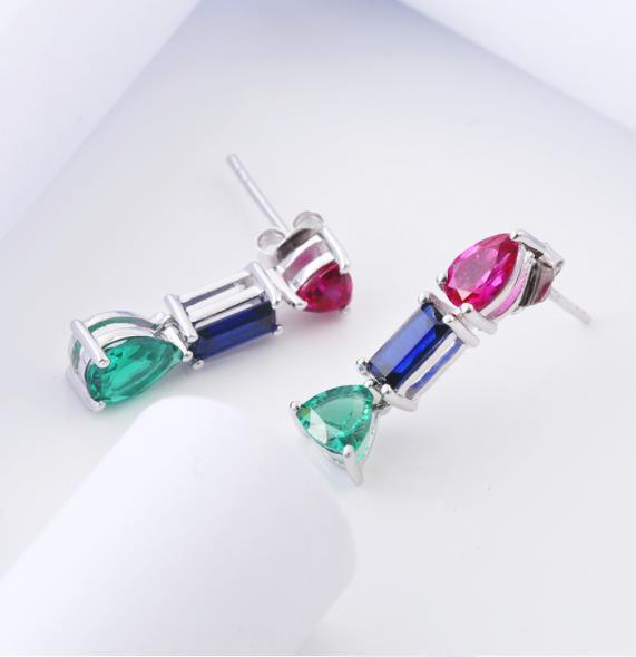 Anting-anting Fesyen Bersalut Perak Polikromatik 925 Sterling