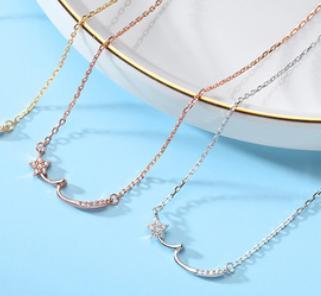 Kalung Wanita Rantai Baharu Set Barang Kemas Bintang Perak 925 Sterling