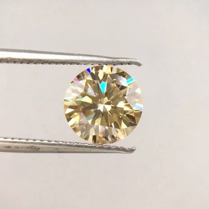 14.0-15.0mm Kuning Kualiti Tinggi DEF Round Brilliant Cut Moissanite untuk Pembuatan Barang Kemas