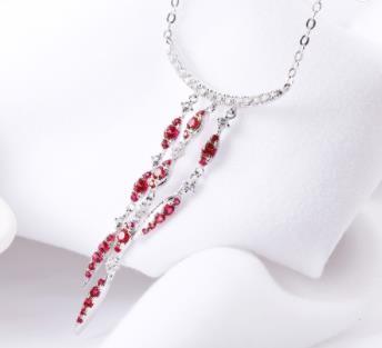 Loket Pertunangan Barang Kemas Perak 925 Sterling Wanita Kalung Ruby