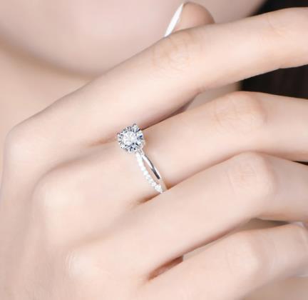 Borong D Warna 6-5mm Cincin Moissanite 1CT untuk Wanita Hadiah Hadiah Hari Lahir