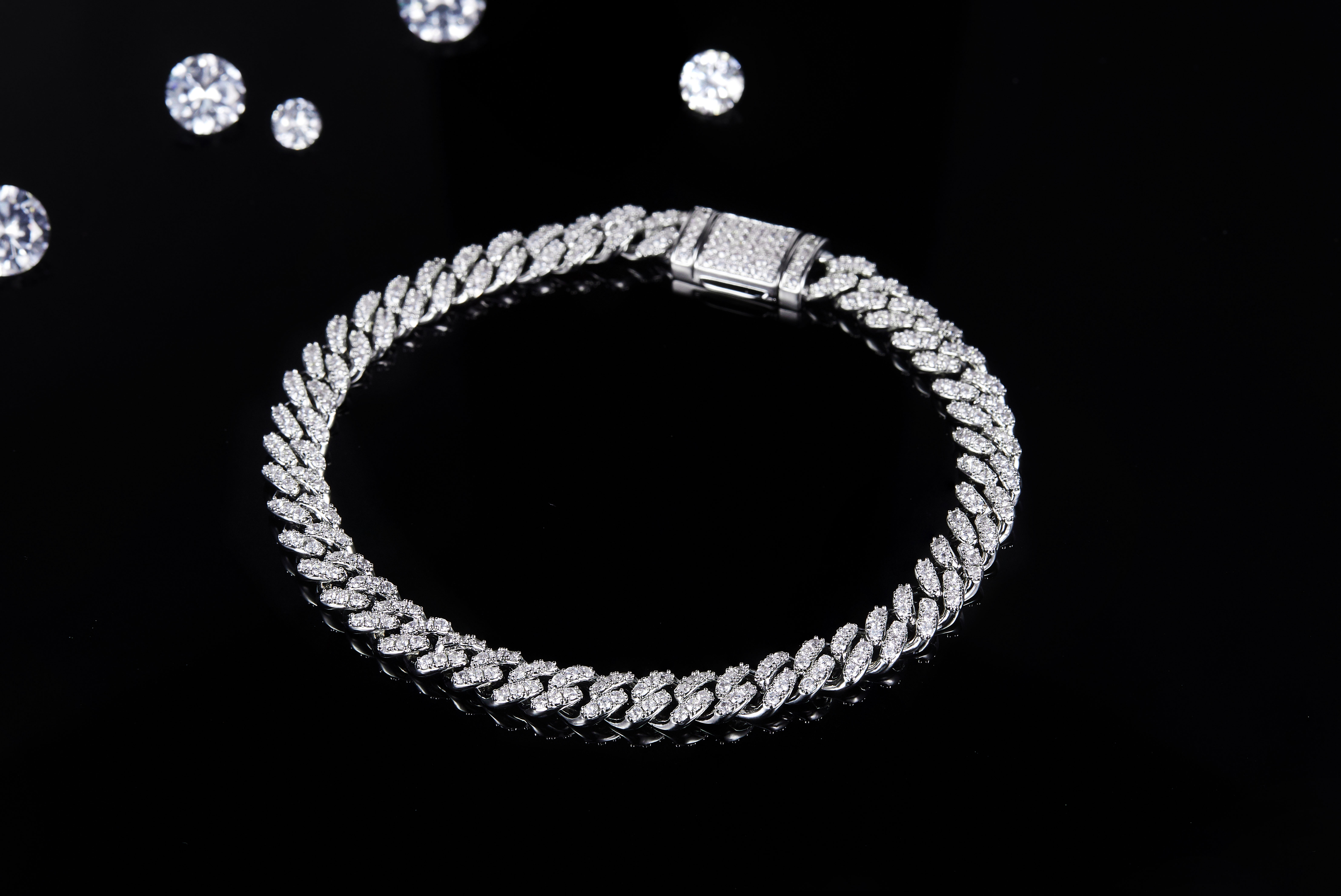 Gelang Bersalut Emas Moissanite 925 Sterling Silver