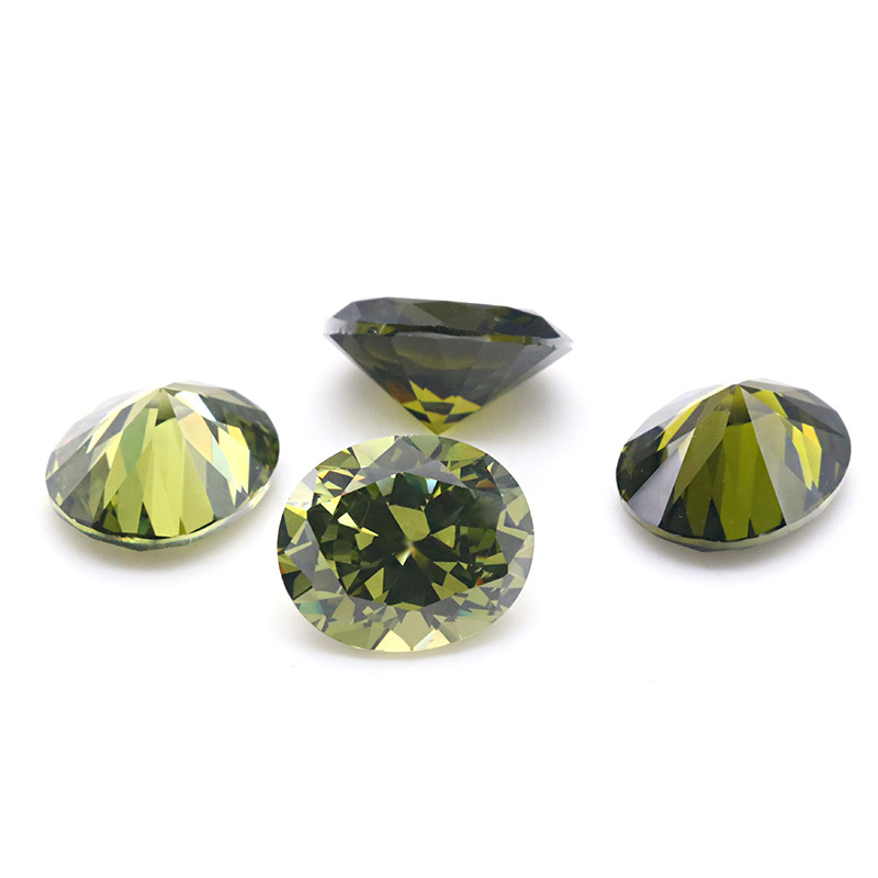 VVS Olive Green 5A Oval 3EX Cubic Zirconia