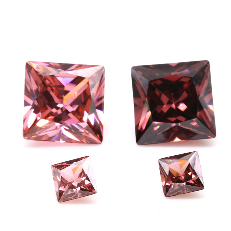 Kilang Borong 3EX Light Carmine VVS Princess Cubic Zirconia