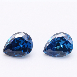 3EX D VVS Dark Blue Pear Cut Cubic Zirconia